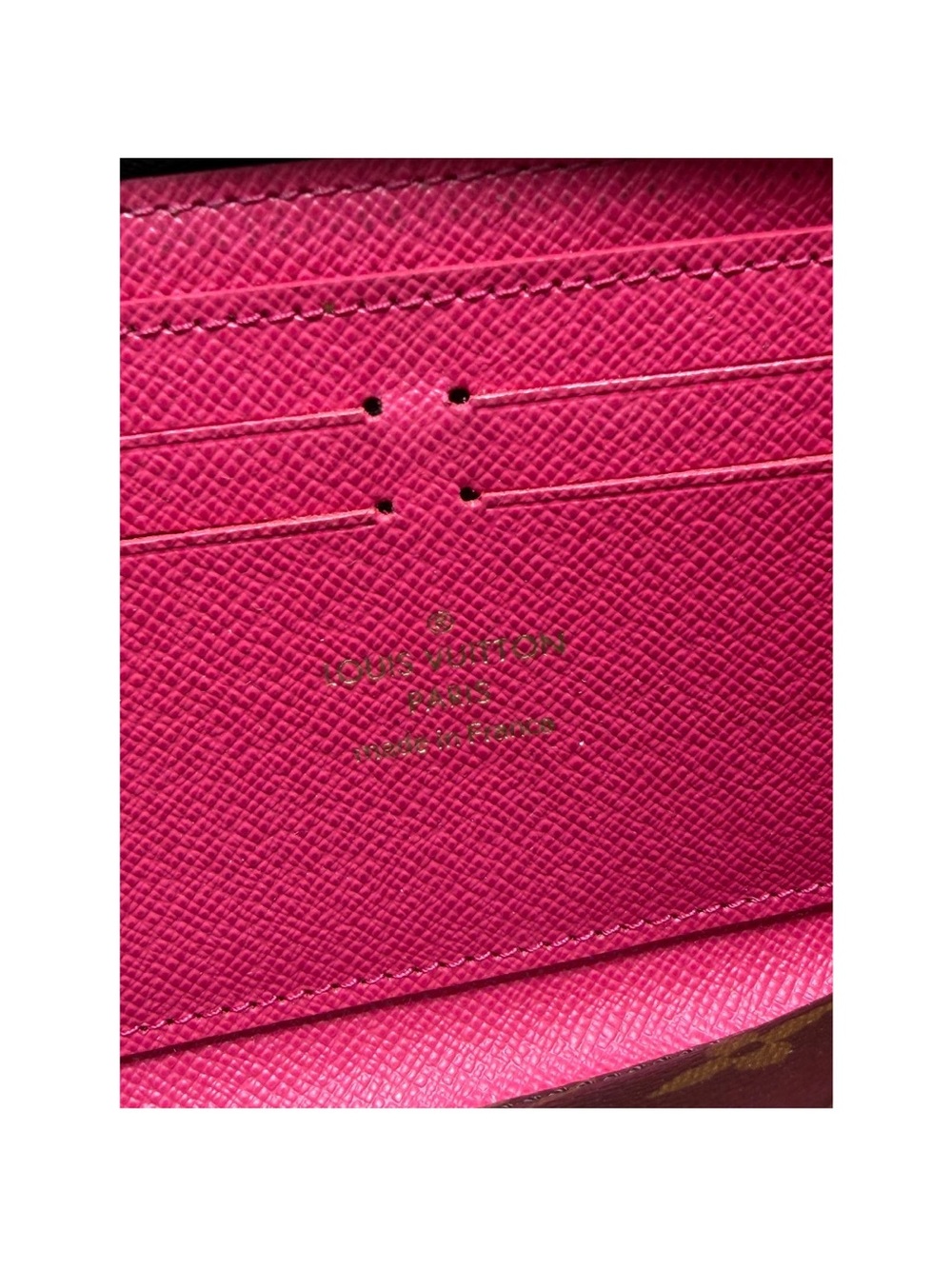 Louis Vuitton Brown Monogram Clemence Zip Wallet with Fuschia interior. - Picture 2 of 7